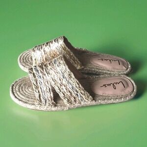 Lulus Slide Sandals Sorana Natural Multi Metallic Espradille women's Sz 8 NWOB